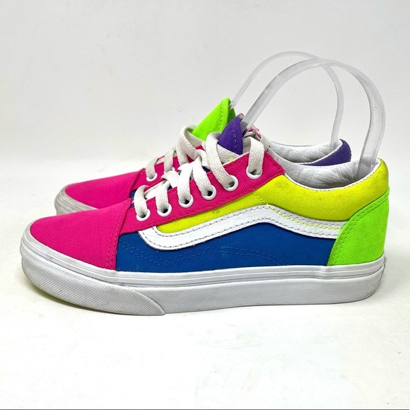 Vans Old Skool Neon Pink Blue Green‎ Youth 3 - Picture 4 of 8